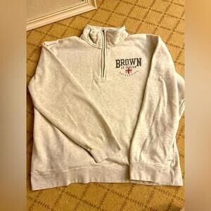 Gear gray 1/4 zip long sleeve pullover sweatshirt with Brown University logo XL